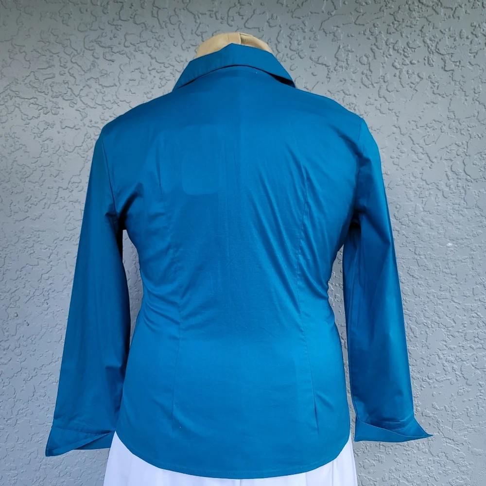 Stretch Cotton NWT Y2K XL Blue Top Romantic - Picture 4 of 11